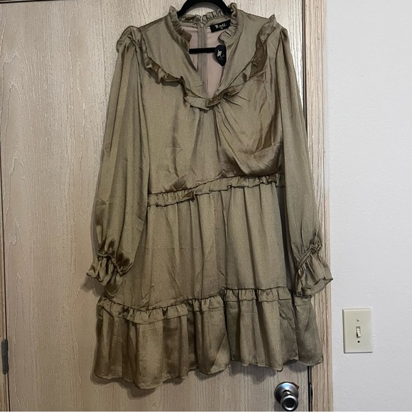 Gold Fall Ruffle Dress - Picture 1 of 5